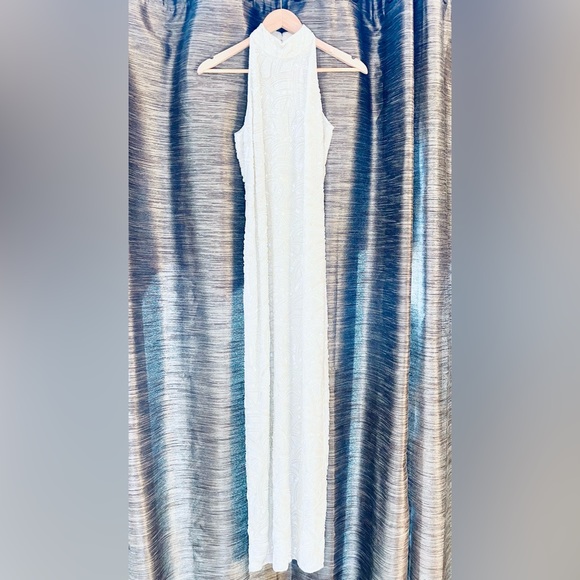 Scala Ivory Silk Heavily Beaded Sleeveless Long Formal Dress Sz S - Picture 2 of 12